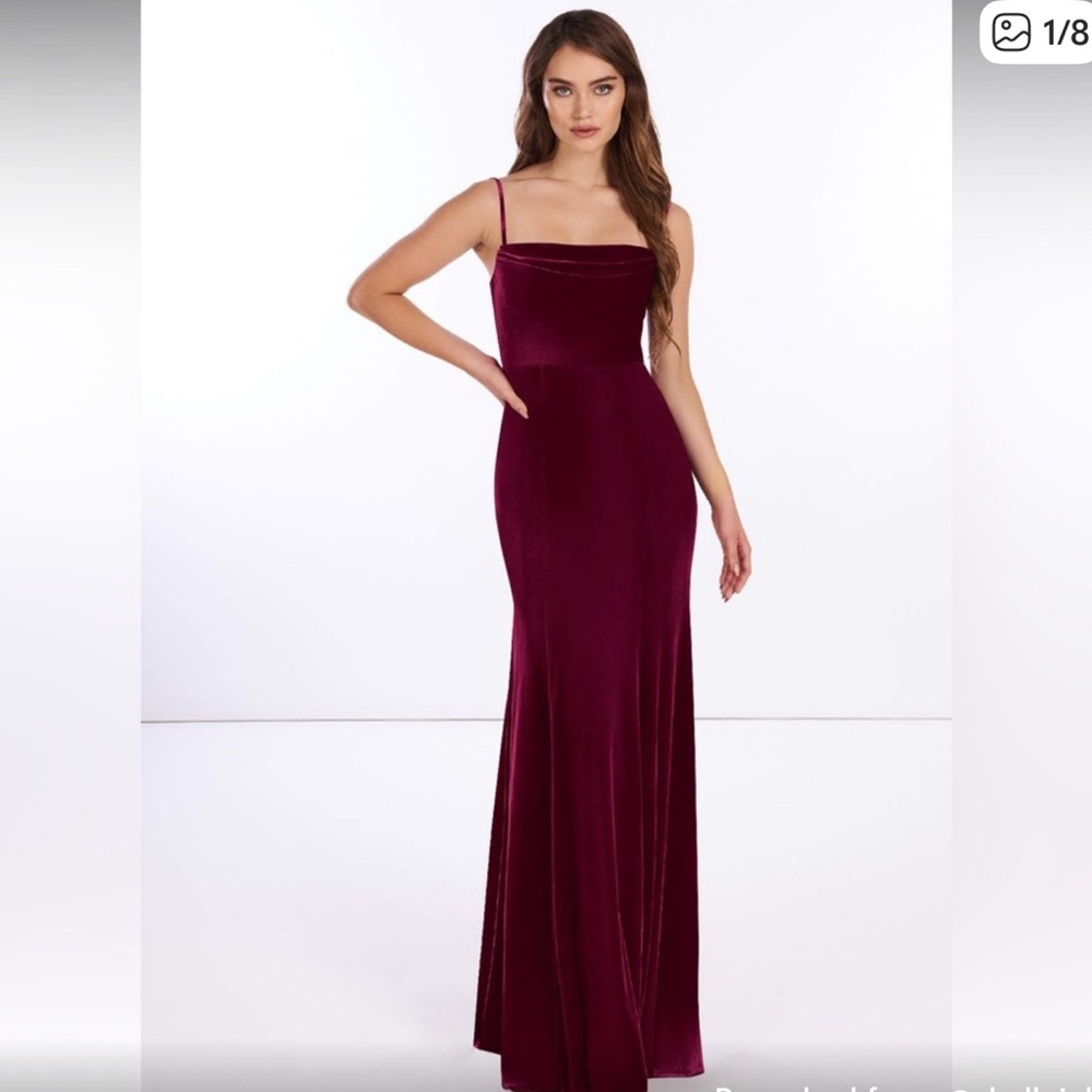 Azazie Solange Dress in Cabernet Velvet